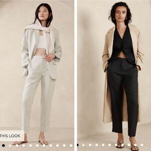 2 Pair Banana Republic 100% Linen HR Slim Ankle Pant in Sand & Black Size 2